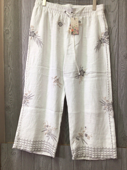 Johnny Was Pants Linen Oleander Crop Size Large New